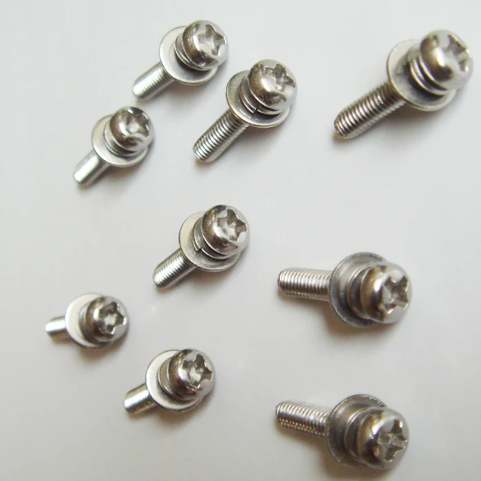 လက်ဝါးကပ်တိုင် Pan Head screw နှစ်ခုနှင့်လွင်ပြင်လျှော်စက်များကိုဖြတ်ကျော်
